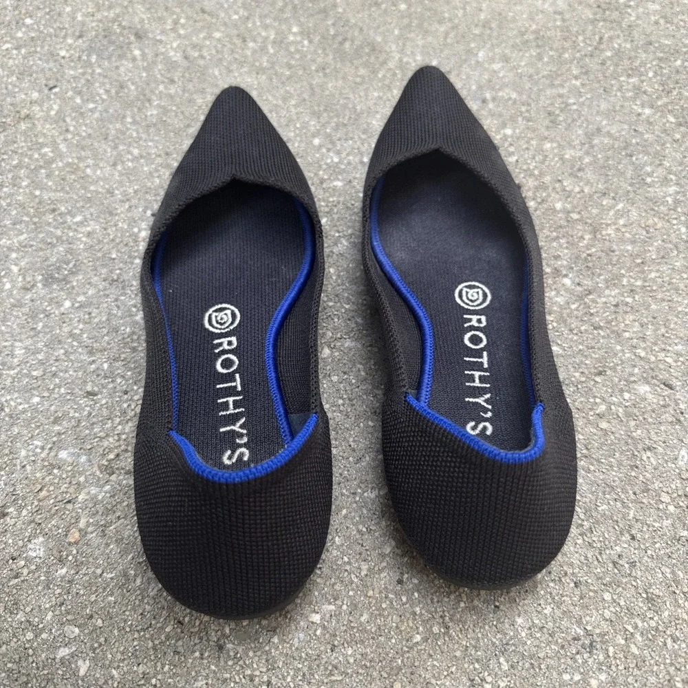 Rothy's The Point Women's Size 6.5 Black Knit Flat Ballet Shoes